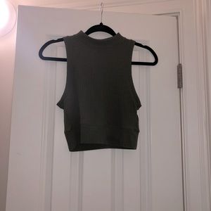 Olive Sweater Crop Top